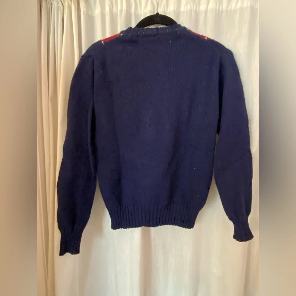 Vintage Billy Kelly 100% Wool Argyle Navy Blue & Maroon Sweater Made in Ireland - Picture 5 of 7